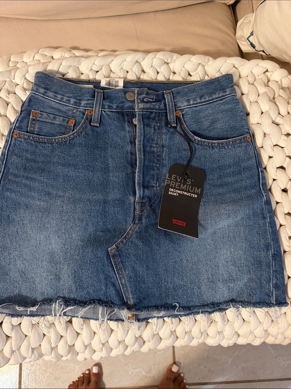 Levi's Blue Distressed Denim Mini Skirt